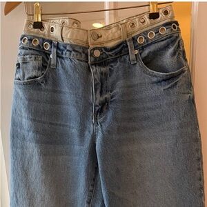 Double waist wide leg jeans